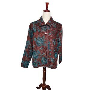 VTG Arsty Coldwater C M Reversible Velvet burnout jacket kimono Floral tapestry